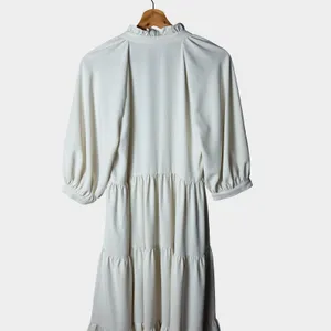 Amanda Uprichard Saffron Ivory Tiered Midi‎ Dress Ruffle Neck Small Coastal thumbnail 8