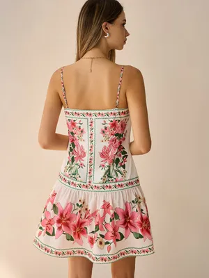 CoMMENSE Floral Print Spaghetti Strap Mini Dress COLOR - Pink Size Medium NWT thumbnail 2