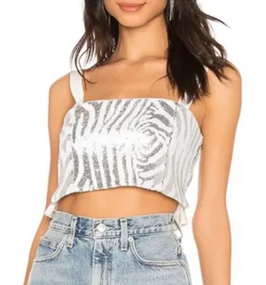 NWT X NBD • Crop Top • Zebra Sequins • Medium thumbnail 1