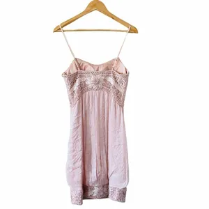 SUE WONG Crochet Blush Cocktail Mini Dress Size 0 thumbnail 6