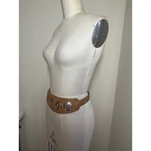 Vintage Embossed Faux Leather Wide Concho Belt Western Boho 28–32 Cowgirl Edgy thumbnail 8
