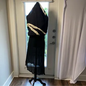 DINAH LEE Vtg Asymmetric Black Sleeveless Abstract Lined Dinner Dress Preowned thumbnail 8