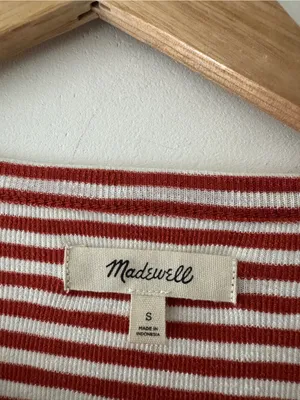 Madewell‎ Stripe Long Sleeve Knit Top Button Detail Sleeve thumbnail 3