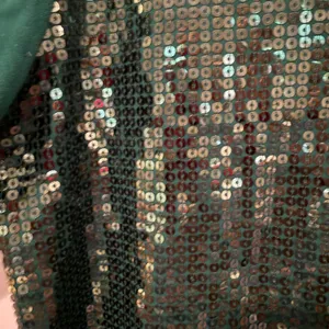 Quacker Factory Sequin V-Neck 3/4‎ Sleeve Glam Top Womens XS Green Holiday Party thumbnail 4