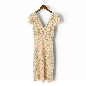 Lulus Liv Light Yellow Ditsy Floral Slip Midi Dress size M NWT thumbnail 4