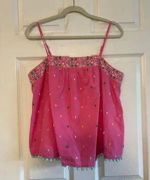 Crown& Ivy Babydoll Women's Embroidered Babydoll Top size Large thumbnail 1