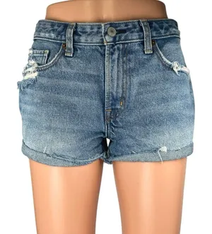 Abercrombie & Fitch Harper Low Rise Distressed Frayed Denim Jean Shorts Size 4 thumbnail 1