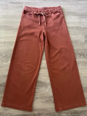 American Eagle Dreamy Drape Stretch Low Rise Ultra Wide Leg Pants 2 Dark Rust thumbnail 2