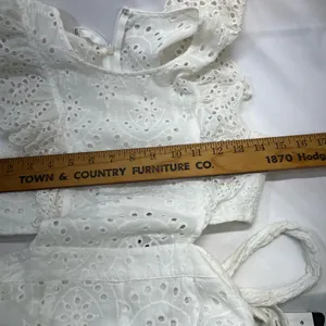 Blue Blush Eyelet Jumpsuit Cropped 100% Cotton Women S White Whimsical Girly Fun thumbnail 10