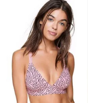 NWOT PINK Victoria’s Secret Logo Bonded Triangle Bralette Medium thumbnail 1