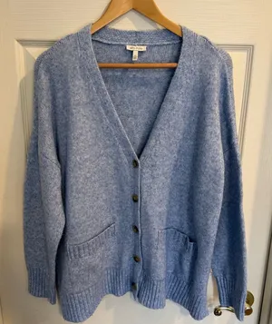 Ella Moss Heathered Light Blue V-Neck Button Front Cardigan thumbnail 1