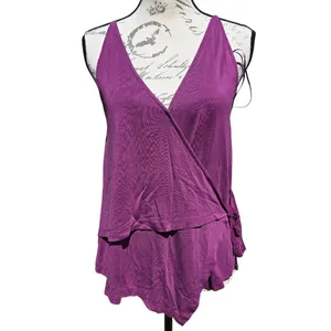 Free People Magenta‎ Purple Wrap Tie Top Small thumbnail 2