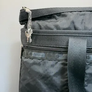 LeSportsac Weekender Travel Tote Bag Black Large Lock & Keys NWT thumbnail 3