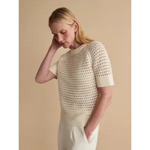 Varley Alva Knit Short Sleeve Sweater in Egret Size Medium thumbnail 3