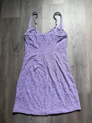 Urban Outfitters Adelaide Lace Mini Dress Lilac Purple Large Stretch thumbnail 4