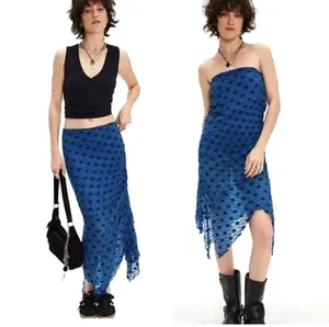 NWOT FREE PEOPLE Margot Convertible Maxi Skirt / Dress Blue XS Asymmetrical boho thumbnail 2