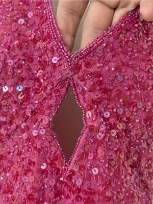 {M} Scala Fuchsia Sequin Halter Gown thumbnail 5