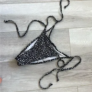 White Fox Swim Bottoms Sun Soaked Black Speckle (small) polka dot scrunch thong thumbnail 2