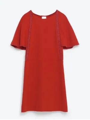 Zara Rust Red Flutter Sleeve Open Back Skort Romper Size Medium thumbnail 4