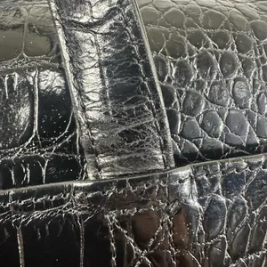 Gianni Versace Vintage Satchel Bag Womens Medium Black Crocodile Leather Gold thumbnail 14