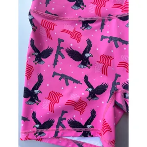 Born United Womens Pink Patriotic Eagle Flag Rifle Compression Shorts‎ Size M thumbnail 2