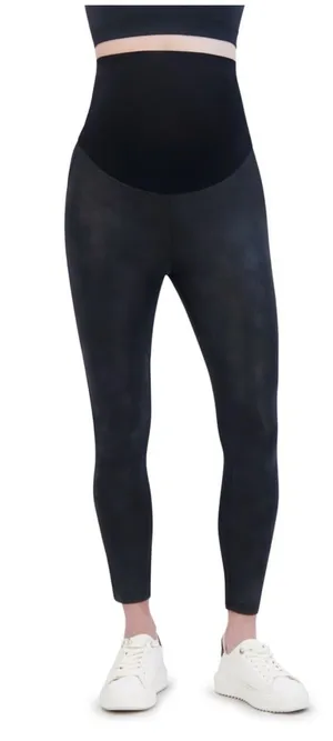 Time and Tru Black Faux-Leather Maternity Leggings thumbnail 1