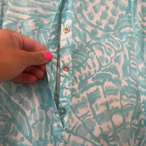 Lilly Pulitzer Sanibel Tunic Dress Sarong Coverup Shorley Teal Womens Small thumbnail 3