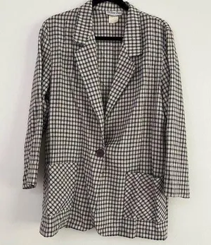 Vintage Willow Bay Plaid Lightweight Blazer Jacket Size M thumbnail 1