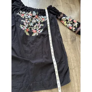 Free People‎ Fleur Du Jour Black Floral Embroidered Off Shoulder Dress Medium thumbnail 8