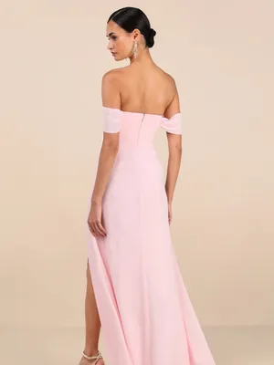 Lulus Magical Magnetism Light Pink Off-the-Shoulder Maxi Dress Size Small thumbnail 2
