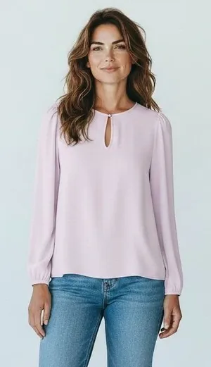 J Crew Shirt Womens Medium Tall Pink Puff Sleeve Satin Back Crepe Office BL712 thumbnail 1