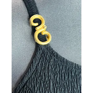 Jantzen one piece swimsuit Vintage black textured gold buckles thumbnail 4