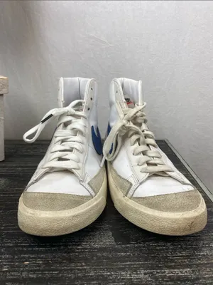 Nike White & Blue Leather Blazer Mid 77 Game Royal Hi Top Sneaker Shoes 9.5 thumbnail 5