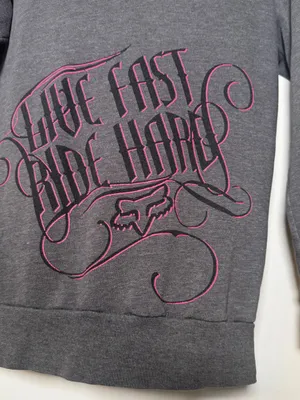 Fox Gray Hoodie with Pink & Black Graphic Womens Small Vintage Dirtbike Riding thumbnail 7