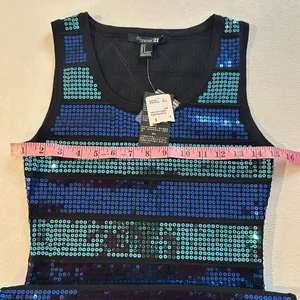 Forever 21 Sequin Mini Dress NWT Size Small – Black Teal Royal Blue Party Bodyco thumbnail 4