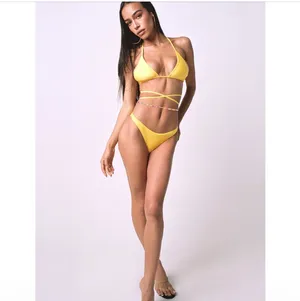 Yellow Tigermist Bikini Set With Beaded Chain thumbnail 8