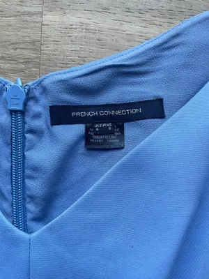 French Connection Fit & Flare Dress Blue Sleeveless Cotton Blend Size 0 thumbnail 4