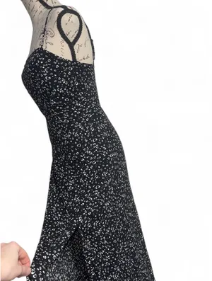 Francesca’s Miami Xs Michelle Side Slit Heart Print Strappy Midi Dress in Black thumbnail 8