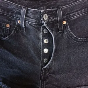 Levi’s 501 Jean shorts 24 button-fly faded black distressed thumbnail 2