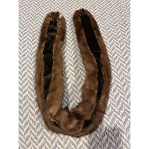 Vintage Genuine Mink Fur Collar Scarf Shawl Stole 35" Lined Light Brown Clips thumbnail 8