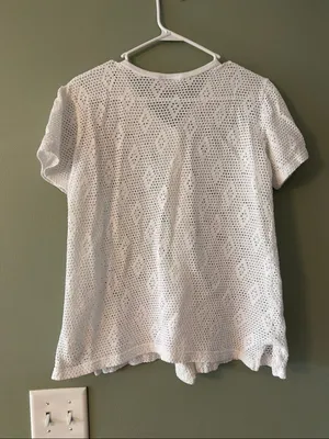 White Crochet Swim Coverup Top thumbnail 4