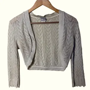Rave Vintage Y2K Open Front Cropped Metallic Sweater Size XS thumbnail 1