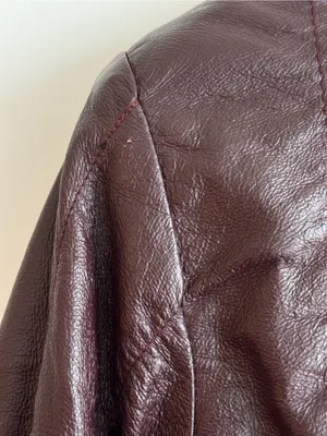 Vintage Albert Duke New York Genuine Leather Ruched Jacket Burgundy Cropped S thumbnail 8