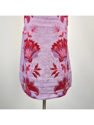 NWOT Linen Floral Tie Spaghetti Strap Pleated Layered Mini Dress Purple Size M thumbnail 4