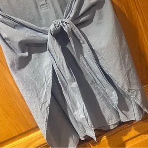 ZARA Knotted Tie Front Sleeveless Shirt Dress‎ Tunic Light Blue Size XS thumbnail 10