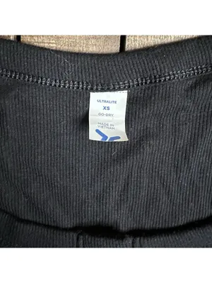 Hollister Black Ribbed Button-Up Long Sleeve Top With Thumb Holes thumbnail 3