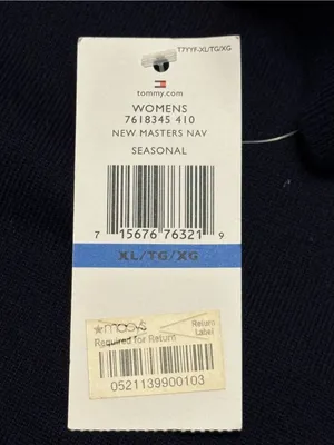 Tommy Hilfiger Navy Off-the-Shoulder Sweater with Gold Shoulder Buttons XL NWT thumbnail 6