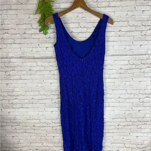 Vintage Cobalt Blue Lace Bodycon Maxi Evening Dress thumbnail 6