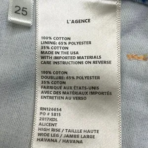 L’Agence Alicent High Rise Wide Leg Havana Blue Jeans, Size 25 thumbnail 9