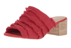 Kelsi Dagger Brooklyn - Seigel Heeled Sandals Red Frayed Block Heel Size 6.5 thumbnail 1